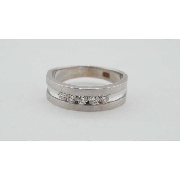 Estate Sale 14k White Gold 0.55 TCW Diamond Ring Size 11.5 Vintage Jewelry